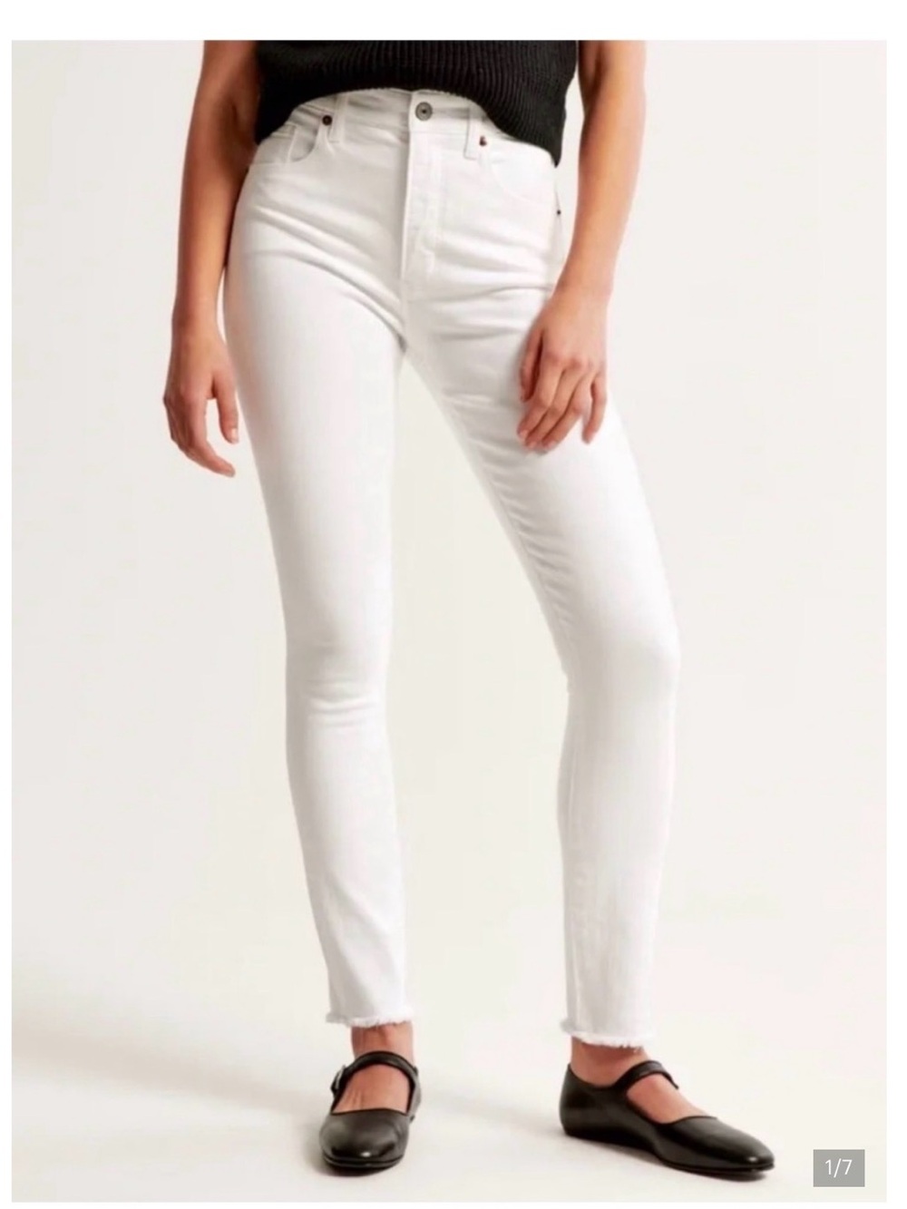 A&F White Super Skinny Ankle High Rise Jeans 26 2